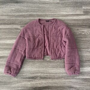 Out From Under Urban Outfitters Women's Purple Quilted Open Front Jacket Size XS